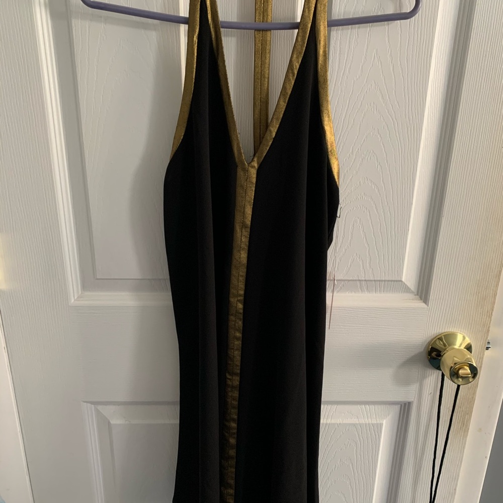 Black and gold detailed dress